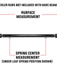 A 2,000 pound capacity bare beam straight trailer axle measurement guide.