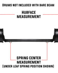 A 3,500 pound capacity bare beam drop trailer axle measurement guide.