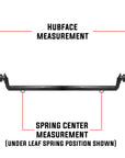 A 3,500 pound capacity drop trailer axle with idler hubs measurement guide.