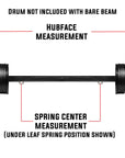 A 3,500 pound capacity straight bare beam trailer axle measurement guide.