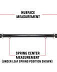 A 3,500-pound capacity straight trailer axle with idler hubs measurement guide.