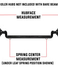 A 5,200 pound capacity bare beam drop trailer axle measurement guide.