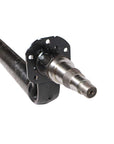 Close up of a 5,200 pound capacity round drop trailer axle spindle.