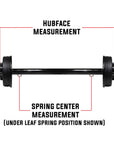 A 5,200 pound capacity straight trailer axle with drum brakes measurement guide.