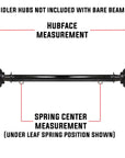 A 6,000-pound capacity bare beam round straight trailer axle measurement guide.