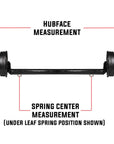 A 7,000 pound capacity drop trailer axle with drum brakes measurement guide.