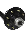 Close up of a 7,000-pound capacity round drop trailer axle idler hub.