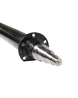 Close up of a 7,000-pound capacity round straight trailer axle spindle.