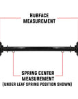 A 7,000-pound capacity straight trailer axle with idler hubs measurement guide.
