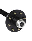 Close up of a 7,000-pound capacity round straight trailer axle idler hub.