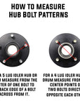 A guide for measuring the hub bolt pattern for part number TD3556H.