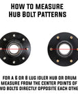 A guide for measuring the hub bolt pattern for part number TS7066B.